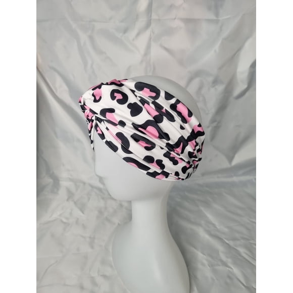 Turbante cintillo clínico lycra animal print rosa negro blanco
