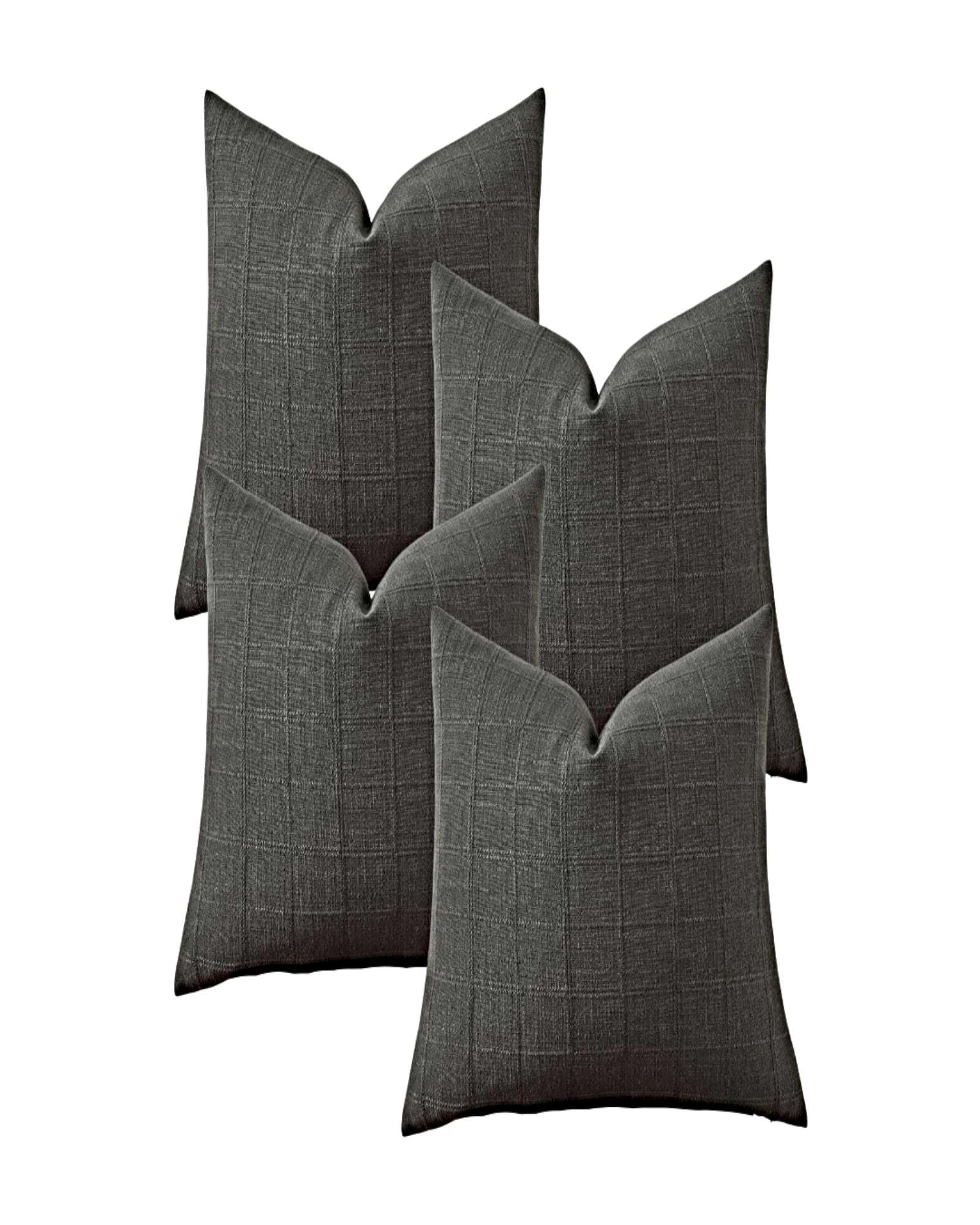 Genérico - Pack De 4 Fundas De Cojin Jacquard Cuadrille 45X45 Cm Gris