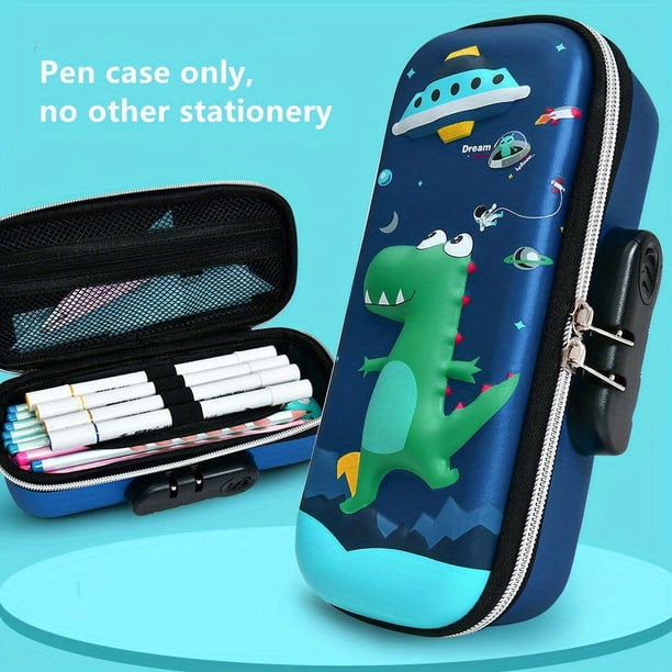 Cute 3D Cartoon Animal Pencil Case with Combination Lock - Perfect Gift for Students - Large Capacity EVA Plastic Pen Holder with Pen Insert