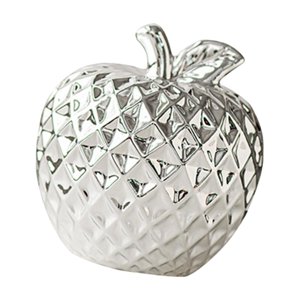 Magideal - Estatua Decorativa De Cerámica De Manzana, Escultura De Fruta Coleccionable, Adorno De Escritorio Para Sala De Estar, Dormitorio, Regalo De Cumpleaños Plata