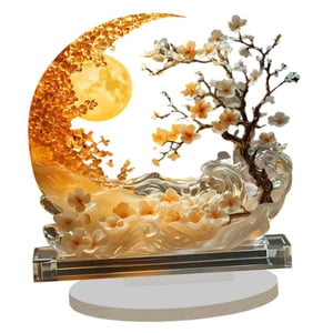 Magideal - Decoración De Luna Acrílica Adorno De Escritorio Artesanal 2D Para Estantería De Gabinete Del Hogar