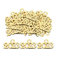 Magideal - 100 Uds. Mini 2023 , Diy 2023 Colgante Joyería Hacer Hecho A Mano Colgante Aleación Joyería Para Pendientes Llavero Elaboración , Dorado