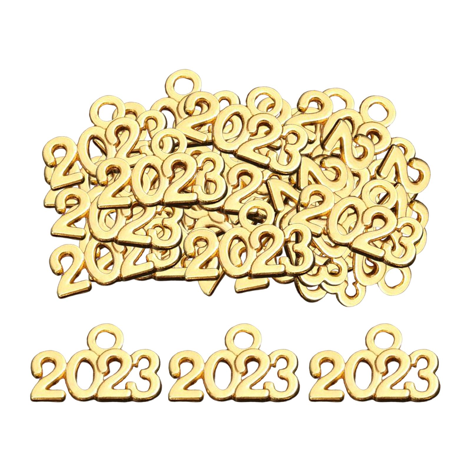 Magideal - 100 Uds. Mini 2023 , Diy 2023 Colgante Joyería Hacer Hecho A Mano Colgante Aleación Joyería Para Pendientes Llavero Elaboración , Dorado