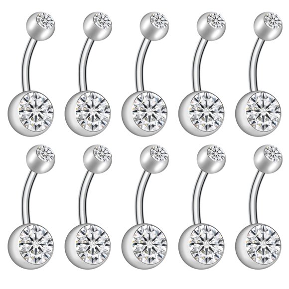 Anillos para ombligo Coolrunner Pack de 10 unidades 23 mm acero con pedrería