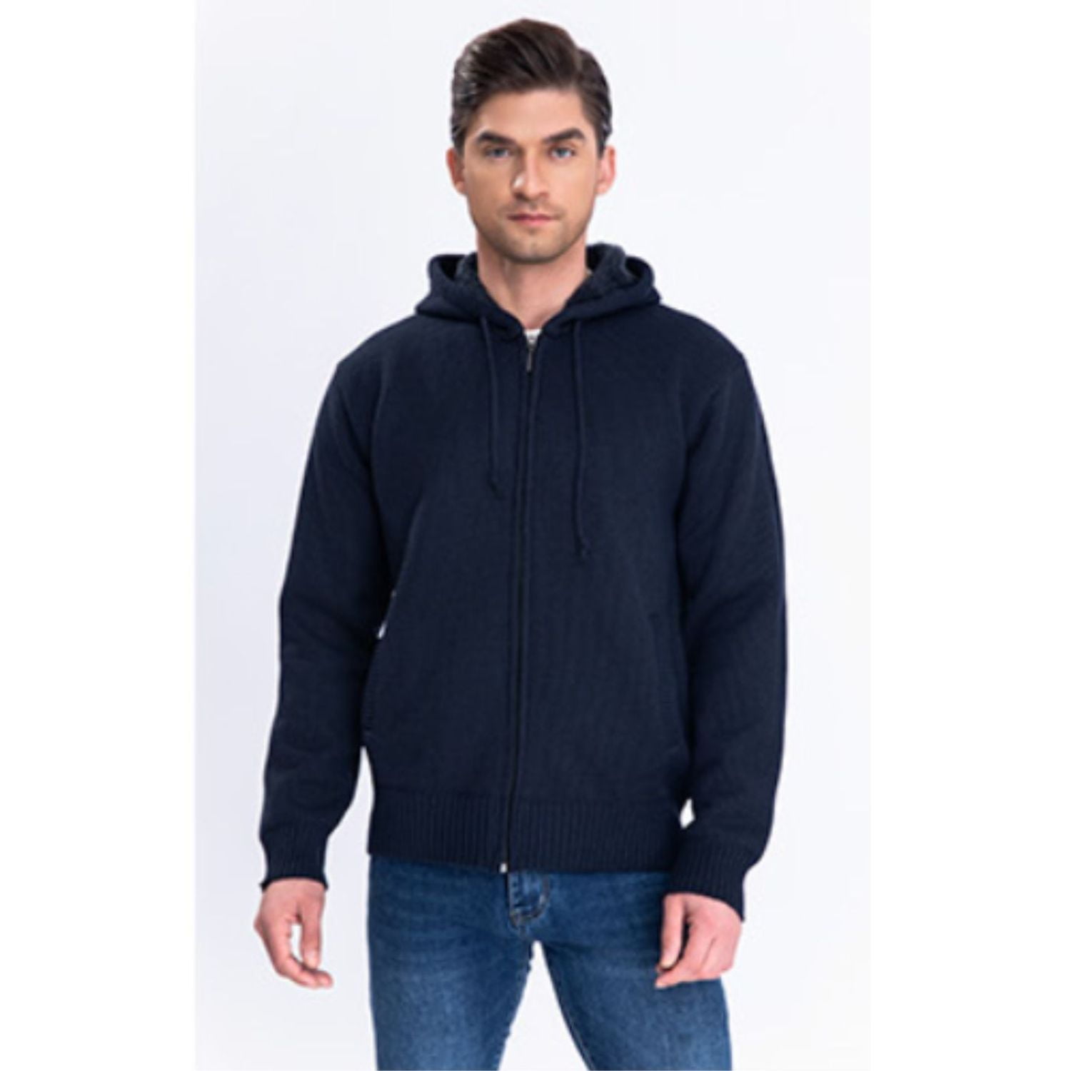 Likeshop - Chaqueta Sweater Algodon Con Gorro Forro Piel Bolsillos Cierre 7167