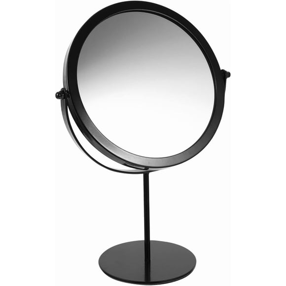 Espejo De Tocador Redondo Base Negro Metal Design