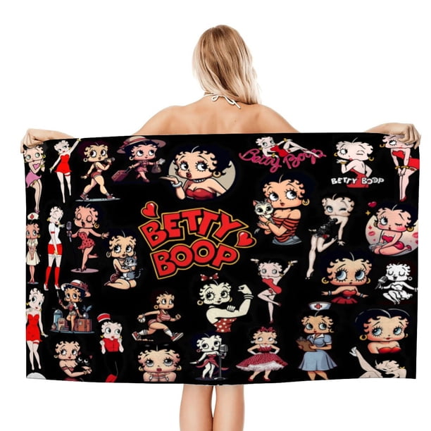 Betty Boop Toalla de playa de secado rápido con diseño temático, regalo para mujeres y niñas, ideal para cumpleaños, fans, amantes de la música, uso en la playa o al aire libre,78*180cm