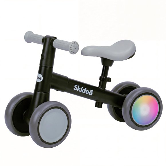 Bicicleta de Equilibrio para Niños SKIDEE de 4 Ruedas con Ruedas LED