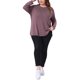 thumbnail image 2 of Agnes Orinda Sudaderas para Mujer Tallas Grandes Otoño con Abertura Lateral Manga Larga Cuello Redondo Casual Jersey de Punto Blusa Talla 3X Burdeos, 2 of 6