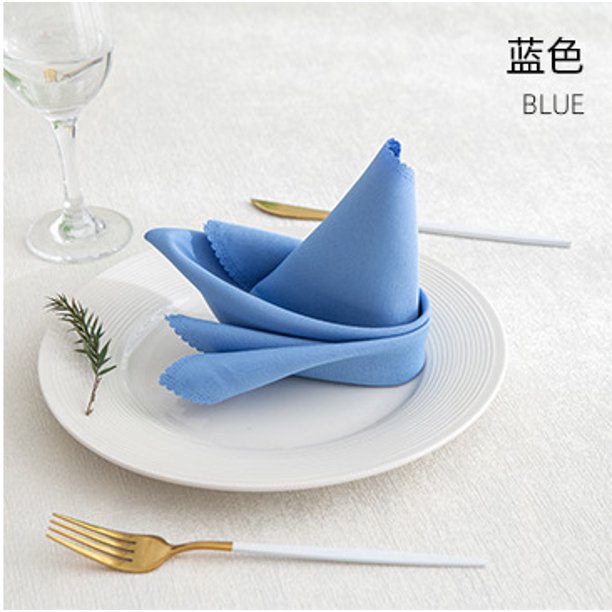 Xiao Hua 12 servilletas de tela azules - Servilletas de poliéster lavables de 18 × 18 pulgadas, servilletas de color liso, servilletas reutilizables para restaurantes, cenas festivas y uso diario.