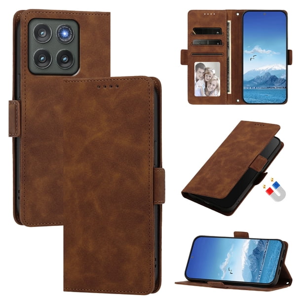 Funda Billetera Delgada para Motorola Edge 2026 con Ranuras y Soporte Marrón