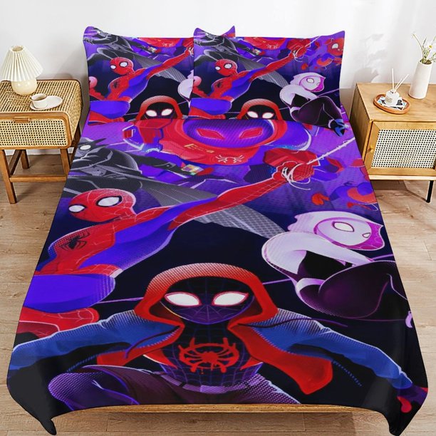 Into The Spider-Verse Bedding Sets Ultra Soft Skin-Friendly Duvet Cover 3 Piece, Cute Comforter Cover Bed Set for Boys Girls Kids