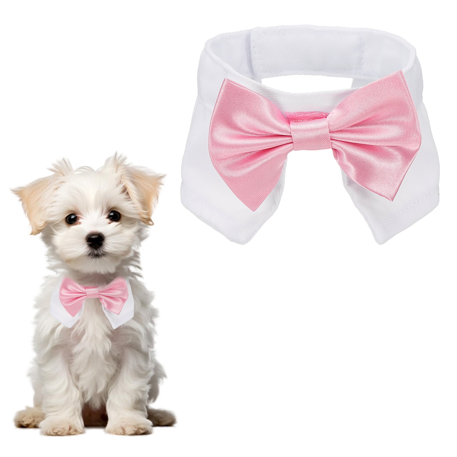 Uxcell Pajarita para Perro, Pajarita de Esmoquin con Collar Ajustable Collar de Mascota Lindo Pajarita Elegante con Gancho y Bucle (Algodón, S, Oro Rosa), para Boda de Mascota Bandana Cumpleaños