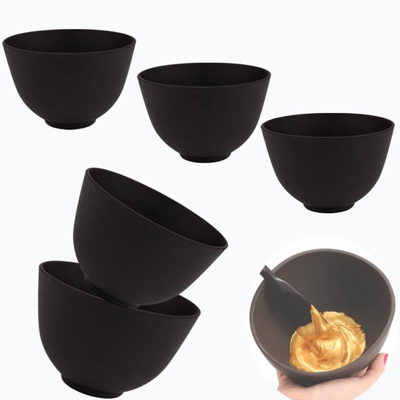 Tazones de Mezcla PLINNILUY Juego de 5 Negro 10x7 cm Silicona