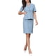 thumbnail image 4 of INSPIRE CHIC Conjunto de Falda de Traje de 2 Piezas para Mujeres, Blazer de Manga Corta y Faldas Lápiz, Atuendos Formales de Oficina Casual XS Azul, 4 of 6