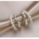 thumbnail image 2 of Aretes Doble Aro con Perlas Diseño Contemporáneo, 2 of 3