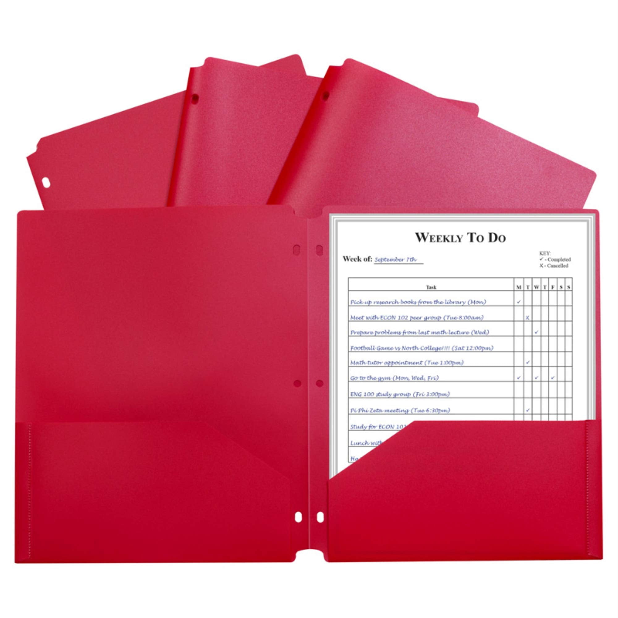 Carpeta Portfolio C-line Con Dos Bolsillos, Poliéster Pesado, Rojo