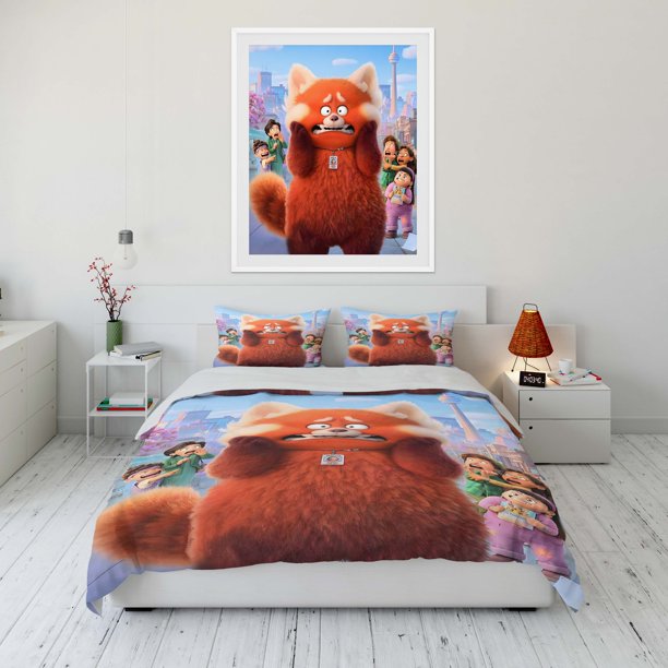 Turning Red Print Soft Bedding Set Duvet Cover 1 Duvet Cover 2 Pillowcases Adult and Children Bedding Set Luxury