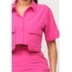 thumbnail image 4 of Conjunto De Camisa De Manga Corta Con Botones Al Frente Y Bolsillos Laterales Y Shorts Con Cintura Elástica Con Cremallera Y Botón Al Frente Color Rosa (para Mujer), 4 of 5