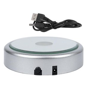Ioensy - Base De Pantalla Led Redonda Led Base Luminosa Colorida Para Manualidades Botellas De Joyería Plata