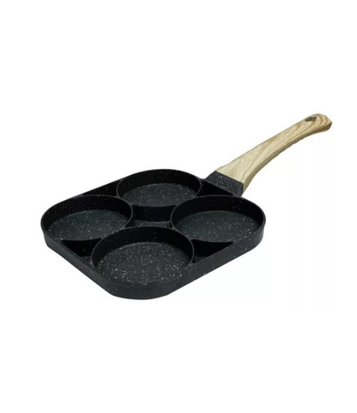 Genérico - Sartén Multiusos Con 4 Divisiones Para Huevos, Hamburguesas Y Hot Cakes, Gris