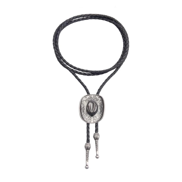 Sombrero de vaquero occidental 3D, corbata de bolo, accesorios de cuero de PU, regalo retro ajustable americano, collar de moda, corbata para Hallowee Argén