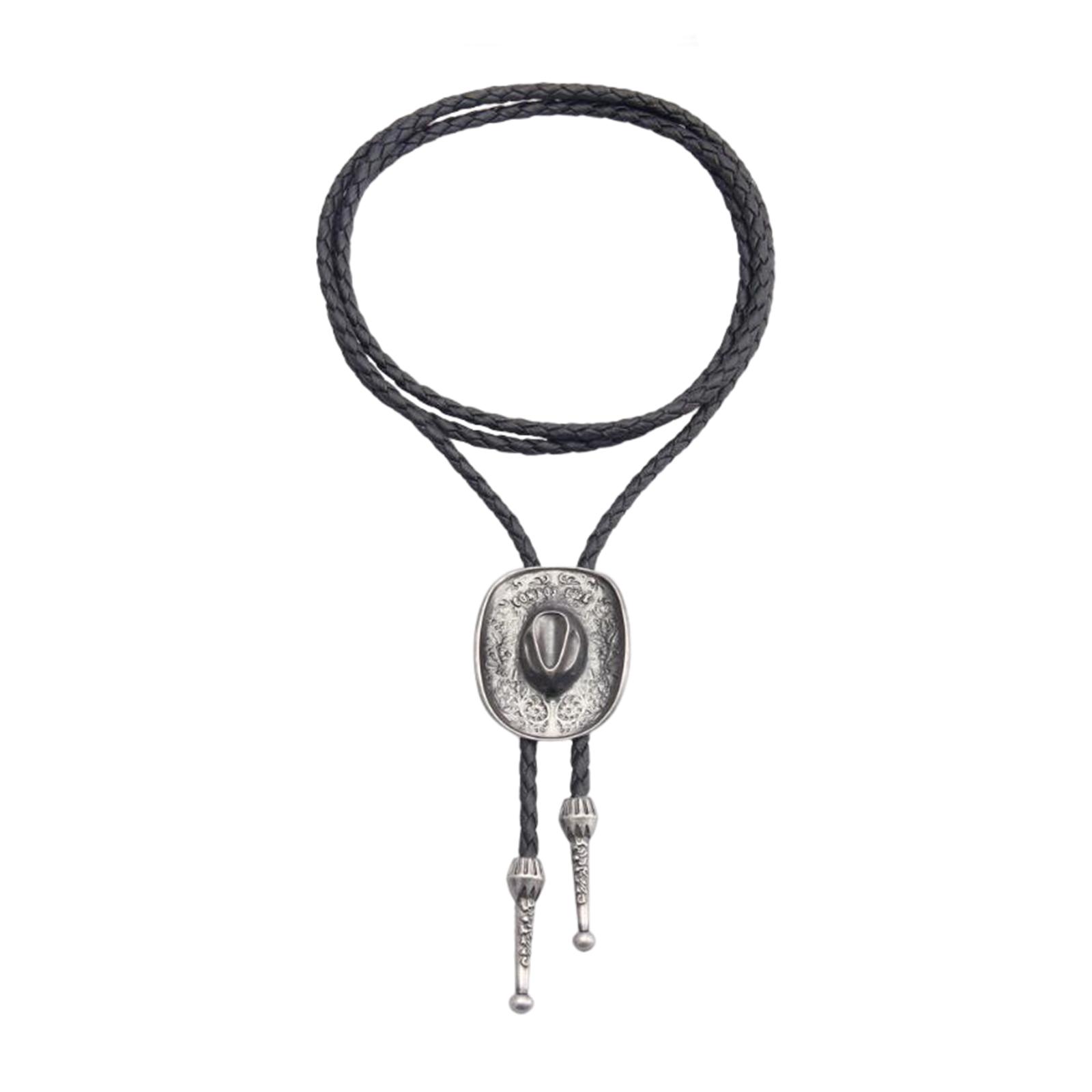 Magideal - Sombrero De Vaquero Occidental 3D, Corbata De Bolo, Accesorios De Cuero De Pu, Regalo Retro Ajustable Americano, Collar De Moda, Corbata Para Hallowee Argén