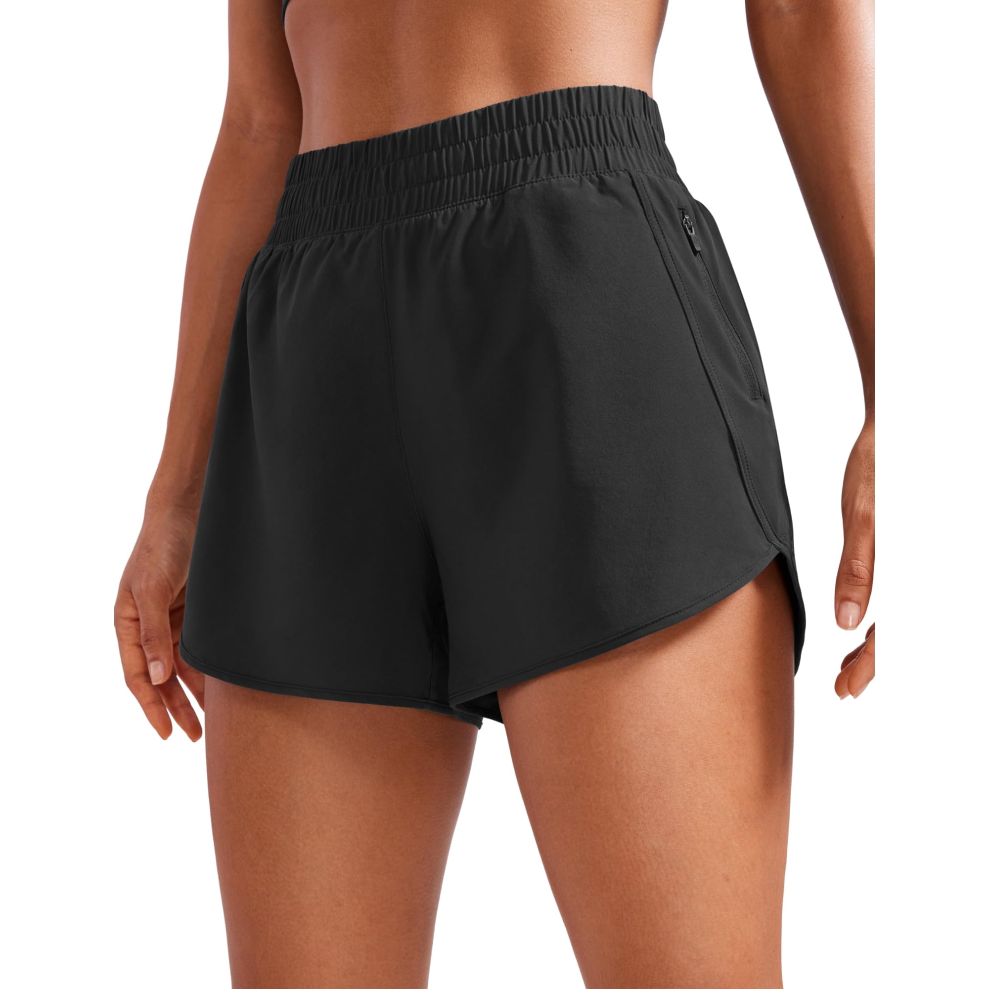 Shorts Crz Yoga Dolphin 3" Cintura Alta Secado Rápido Negro Xl