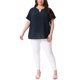 thumbnail image 4 of Agnes Orinda Blusas de Mujer Tallas Grandes con Lunares Suizos, Manga Corta, Cuello Entallado, Primavera Verano, Talla 3X, Azul Marino, 4 of 8