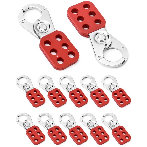 Conjunto QWORK de 12 pestillos de bloqueo y etiquetado rojos de acero inoxidable