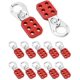thumbnail image 1 of Conjunto QWORK de 12 pestillos de bloqueo y etiquetado rojos de acero inoxidable, 1 of 8