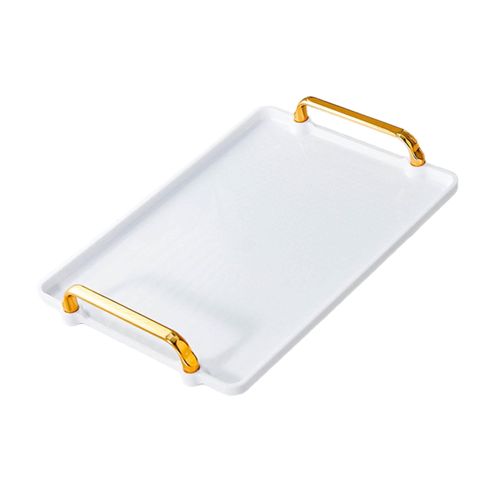 Bothyi - Bandeja Para Servir Con Asa, Organizador De Almacenamiento, Plato Para El Hogar, Sala De Estar, Tocador, Blanco, Mediano