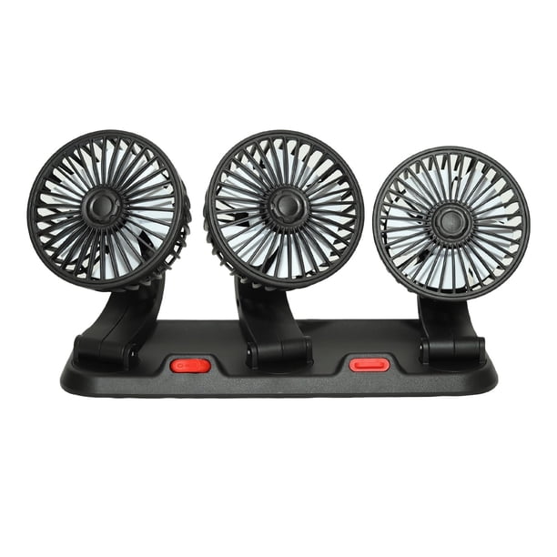 Ventilador de enfriamiento para auto Chynexus de 3 cabezales USB, 2 velocidades y rotación de 360°