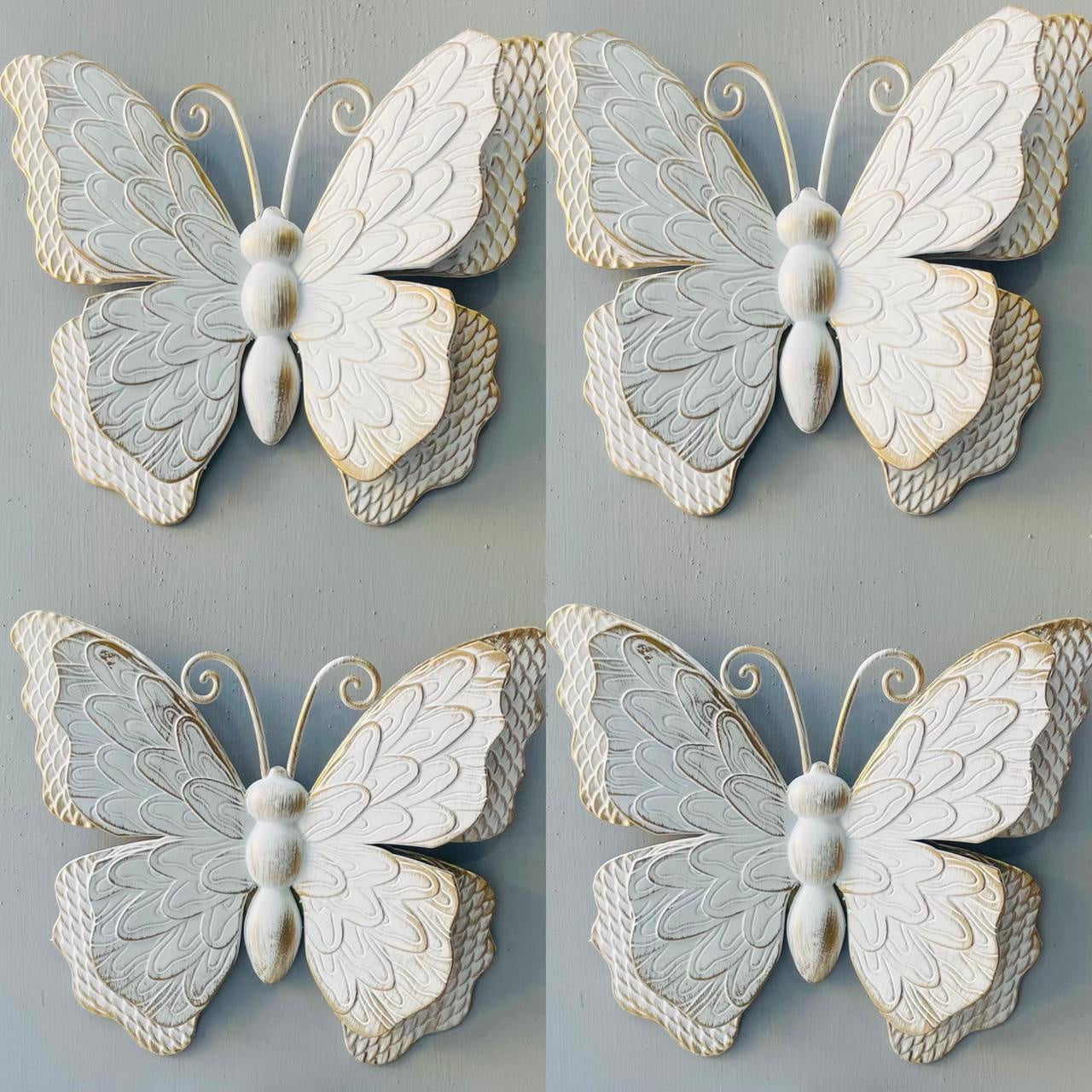 Todo Hogar Santiago De Chile - Set De 4 Mariposas - Blanco