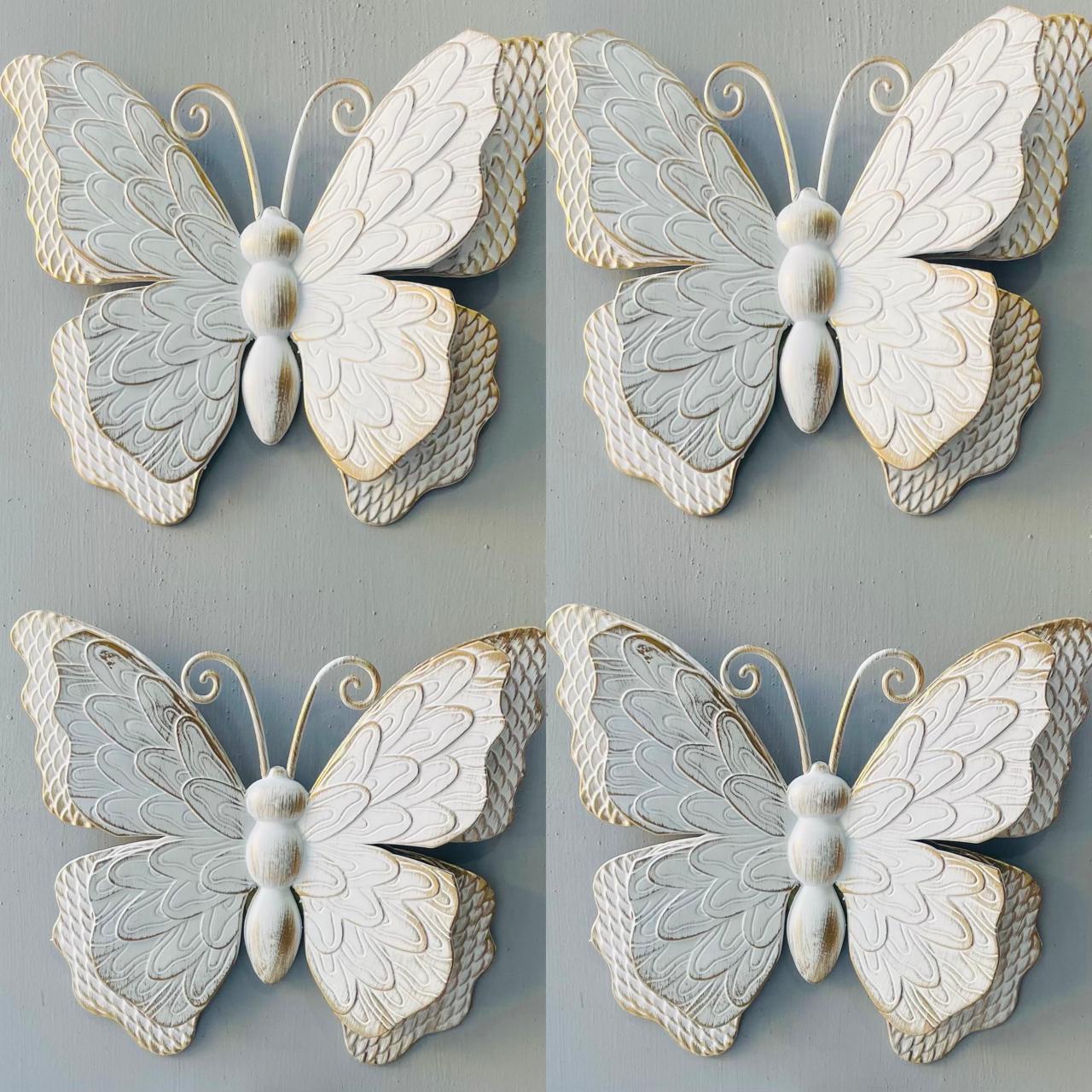 Todo Hogar Santiago De Chile - Set De 4 Mariposas - Blanco