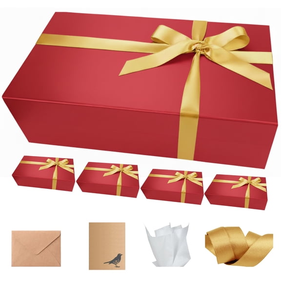 Caja de Regalo Ceco Box Roja de 33 cm × 22 cm × 10 cm con Cierre Magnético