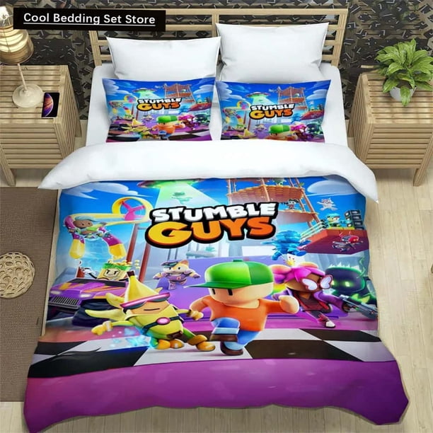 x1777 Bed Sheets Game Cartoon Stumble-guys Bedding Sets exquisite bed supplies set duvet cover comforter set Luxury Birthday Gift Home Textile 3-Piece Bedding Set (1 Duvet Cover + 2 Pillow Shams) nj17