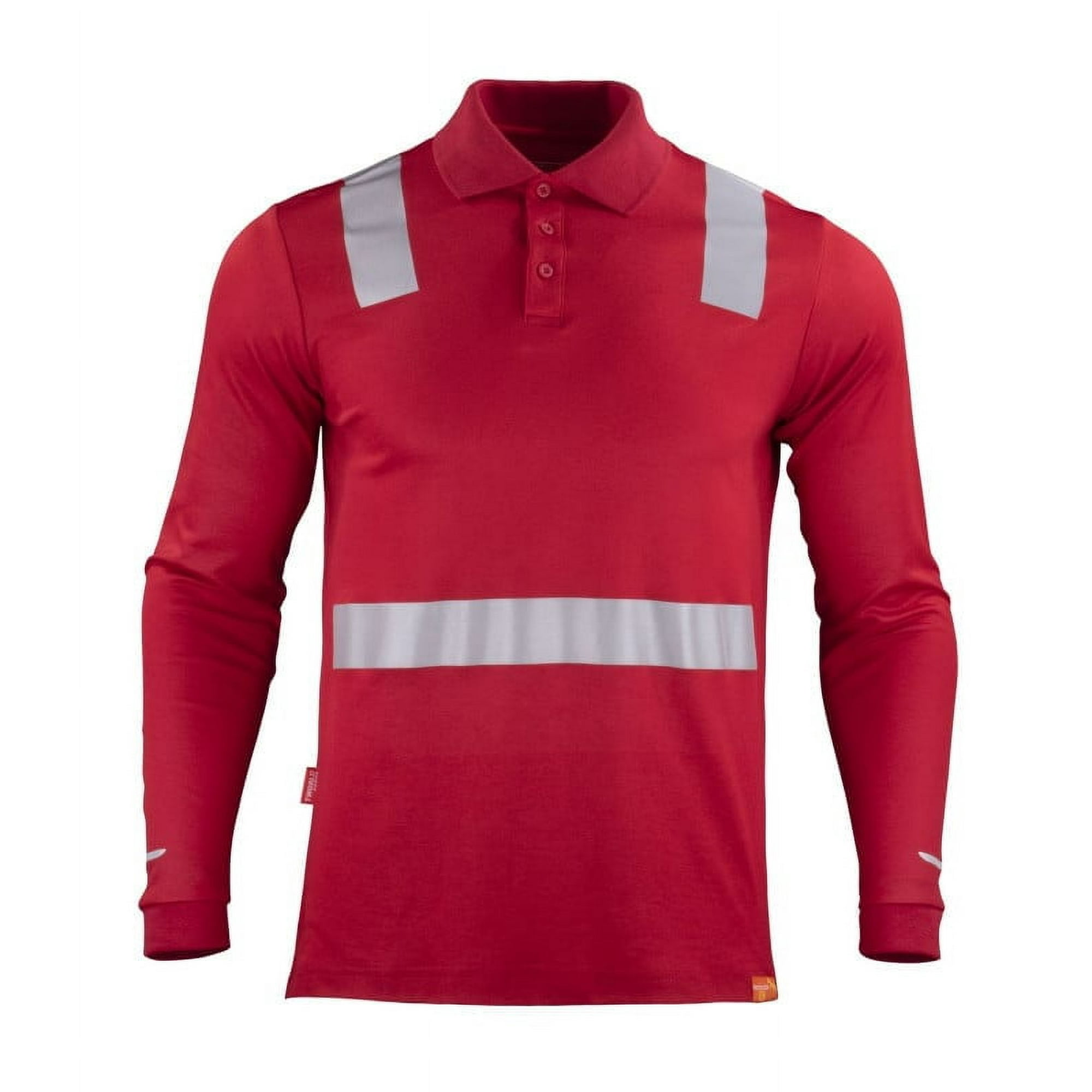 T-world - Polera Polo Hibrida Cinta Reflectante Manga Larga Rojo