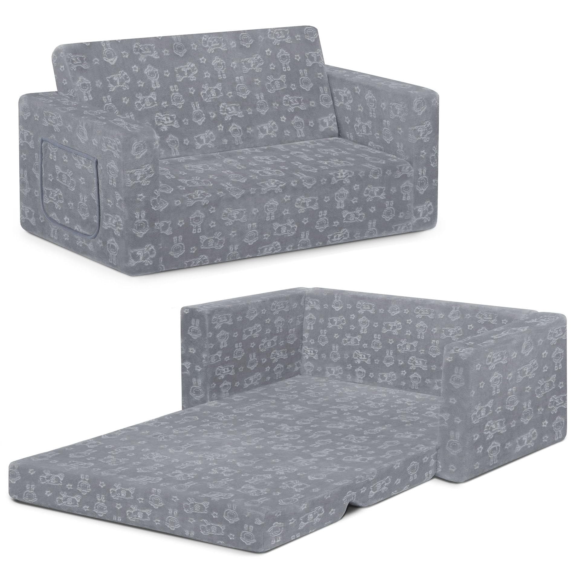Delta Children - Sofá Convertible A Tumbona Serta Perfect Sleeper Grey Kids