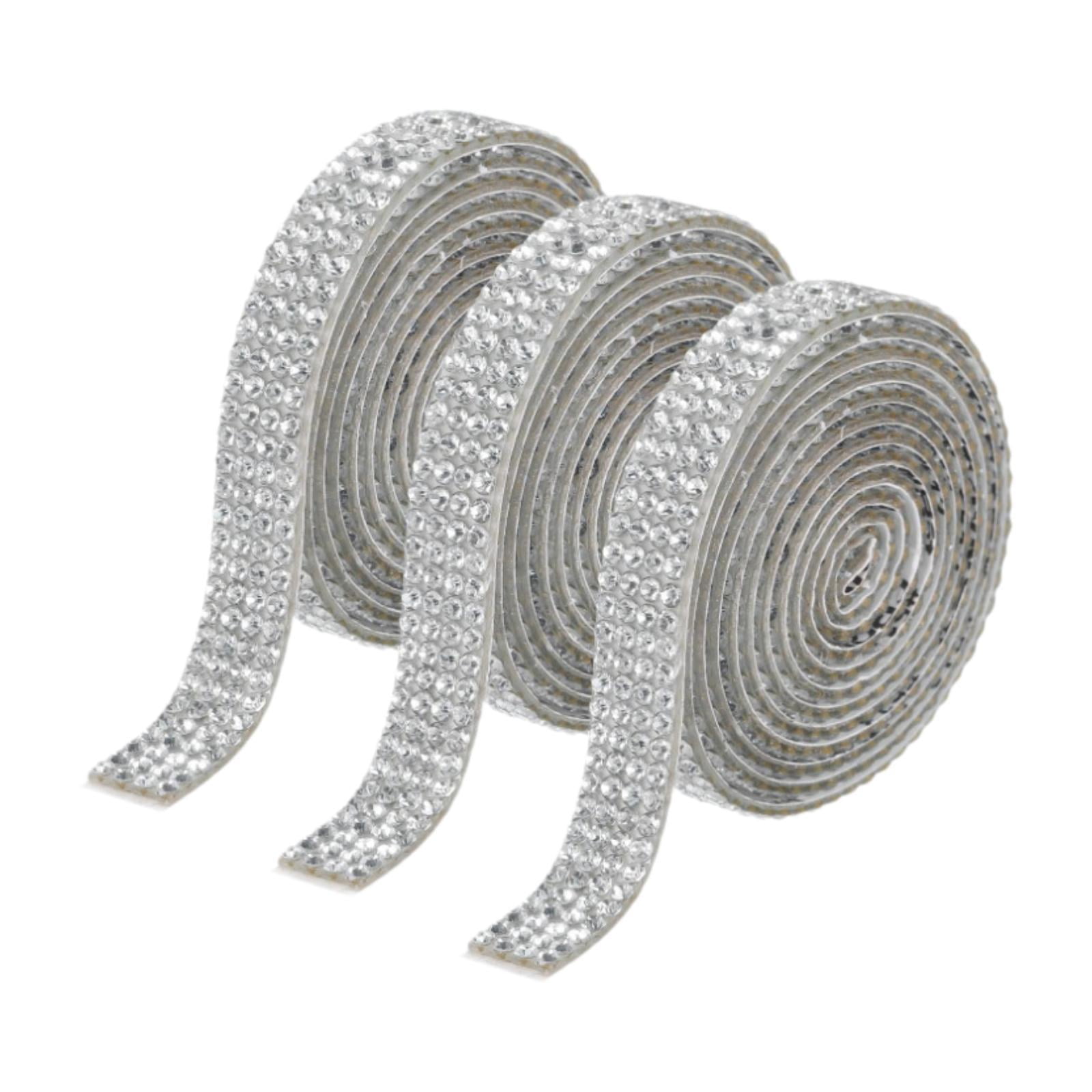 Magideal - 3pcs Cintas De Diamantes De Diamantes De Diamantes De Diario Infructuales Cinta De Imitación De Diamantes De Imitación Múltiple Tiras De Diamantes De Blanco