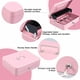 thumbnail image 2 of Caja de efectivo xilada con bandeja para dinero y cerradura con llave, color rosa, 2 of 8