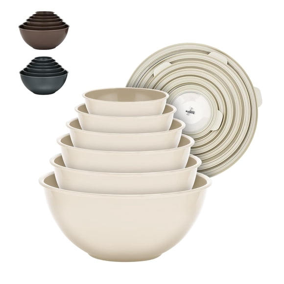 Juego de cuencos para anidar Bakken Master, 12 piezas, sin BPA, color blanco