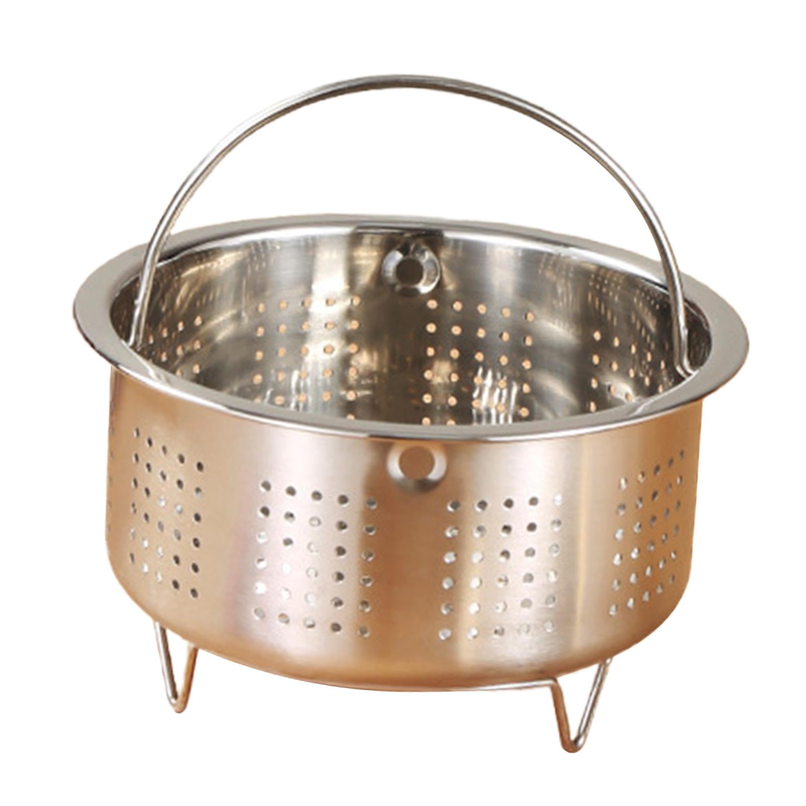 Magideal - Cesta Vaporera De Acero Inoxidable, Olla Arrocera, Rejilla Humeante Con Mango, Accesorios De Cocina, Inserto Vaporizador Para Albóndigas, Pollo 138x8cm