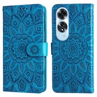Funda Tipo Cartera Foxdock Para Oppo A60 4G , Diseño Girasol En Relieve, Cuero Pu, Cierre Magnético, Soporte Y Tarjetero