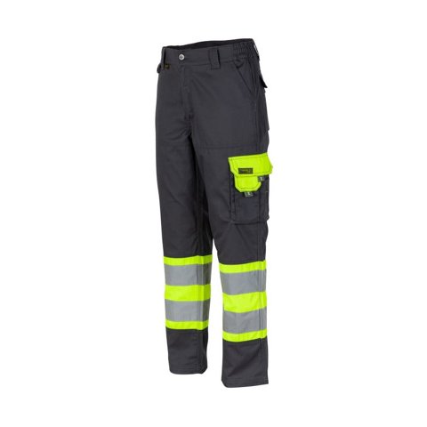 T World - Pantalón Hi Vis Bi Color Clase 1 Hombre Gris Oscuro Amarillo