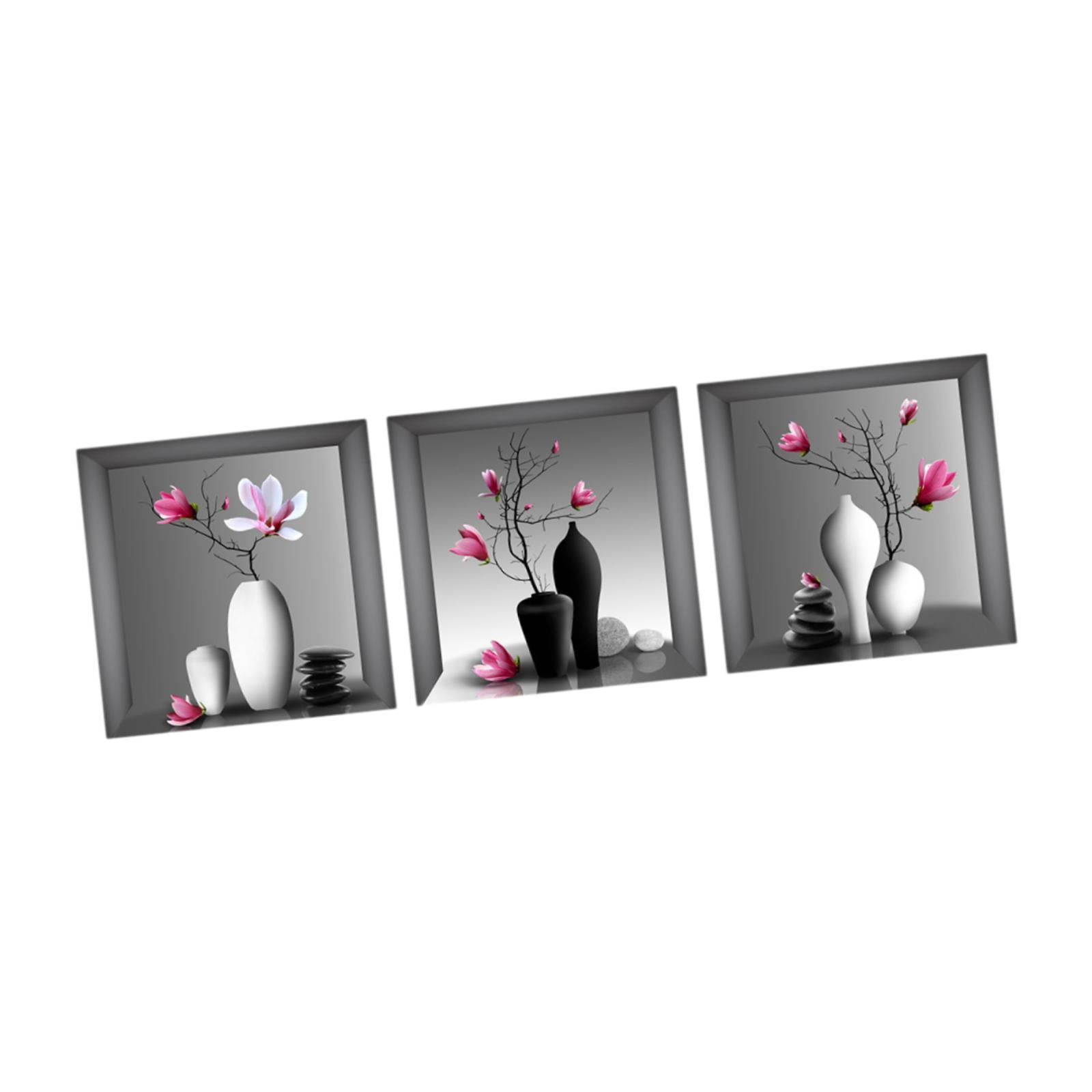 Magideal - 3 Piezas De Arte Floral Para Pared, Impresión De Pintura, Listo Para Colgar, Imágenes Estéticas De Decoración Del Hogar, Obras De Arte Florales, Para