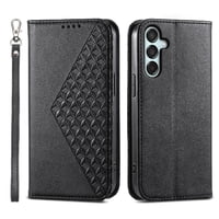 Funda Flip Foxdock Para Samsung Galaxy M15 , Estilo Billetera Con Diseño Rombo, Correa De Mano Y Soporte, Uso Diario