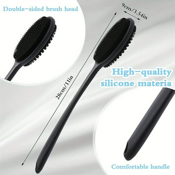 Silicone Back Scrubber For Shower Bath Body Brush With Long Handle Reversible Bath Brush For Shower Exfoliation And Massage Produces Rich Foam Long Handle Back Scrubber For Men And Women