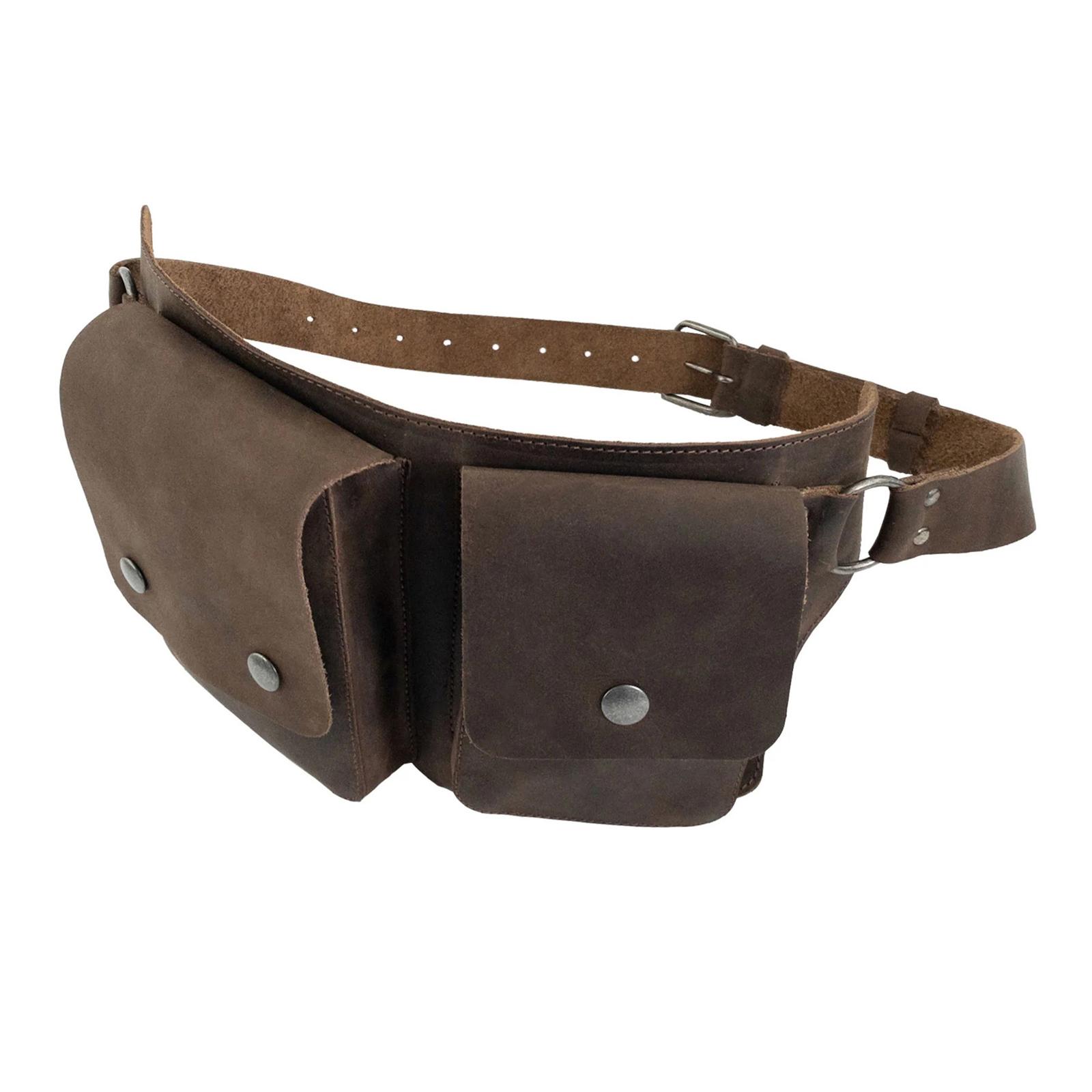 Magideal - Riñonera De Piel Sintética Con Longitud Ajustable, Para Acampar, Adultos, Mujeres Y Hombres , Marrón Marrón