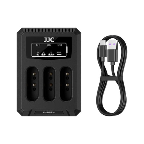 Cargador De Batería Jjc Np-Bx1 Usb De Triple Ranura Para Cámaras Sony